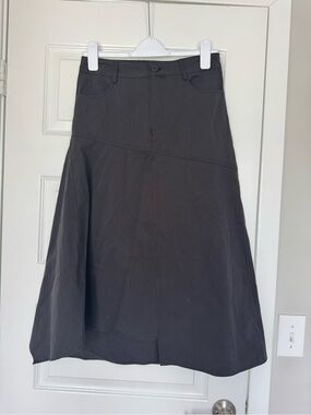 Zara Black A-Line Flared Midi Skirt